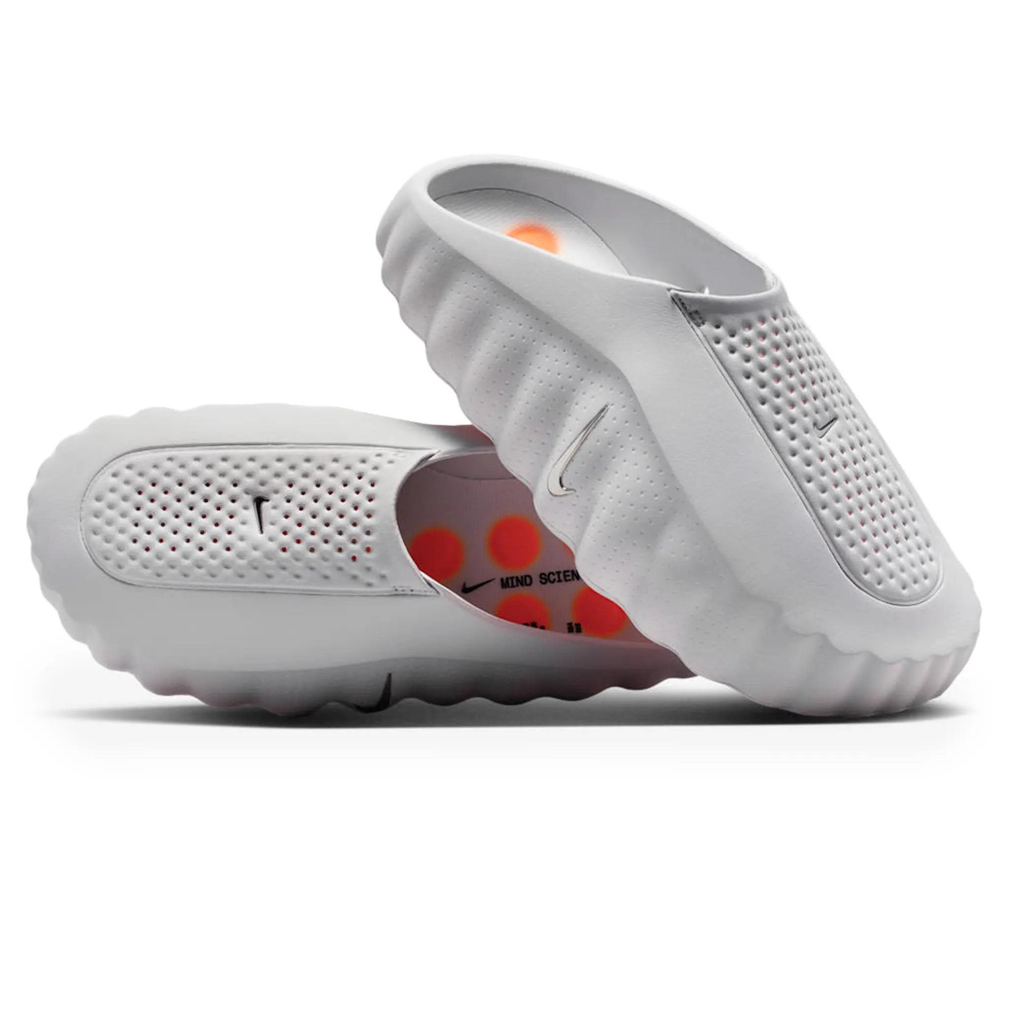 Front Side View of Nike Mind 001 Pregame Light Smoke Grey Mules HQ4307-003